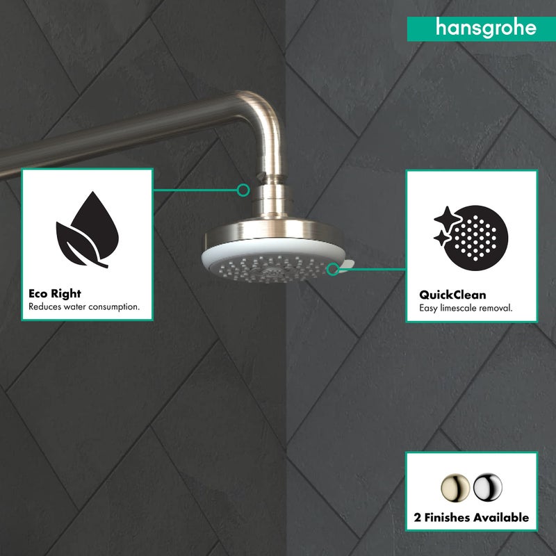 hansgrohe Croma 100 4-inch Showerhead Low Flow Modern 3-Spray Full, Pulsating Massage, Intense Turbo Water Saving with QuickClean in Brushed Nickel, 04733820 - Image 3